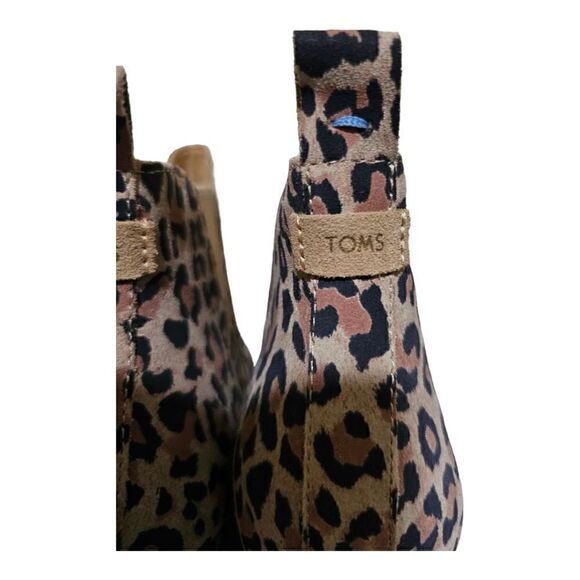 TOMS Kelsey Suede Animal Print Leopard Wedge Ankle Booties - Size 10 - Picture 7 of 8
